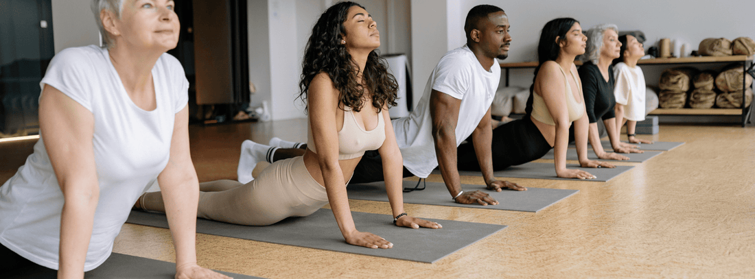 Group of people doing hatha yoga