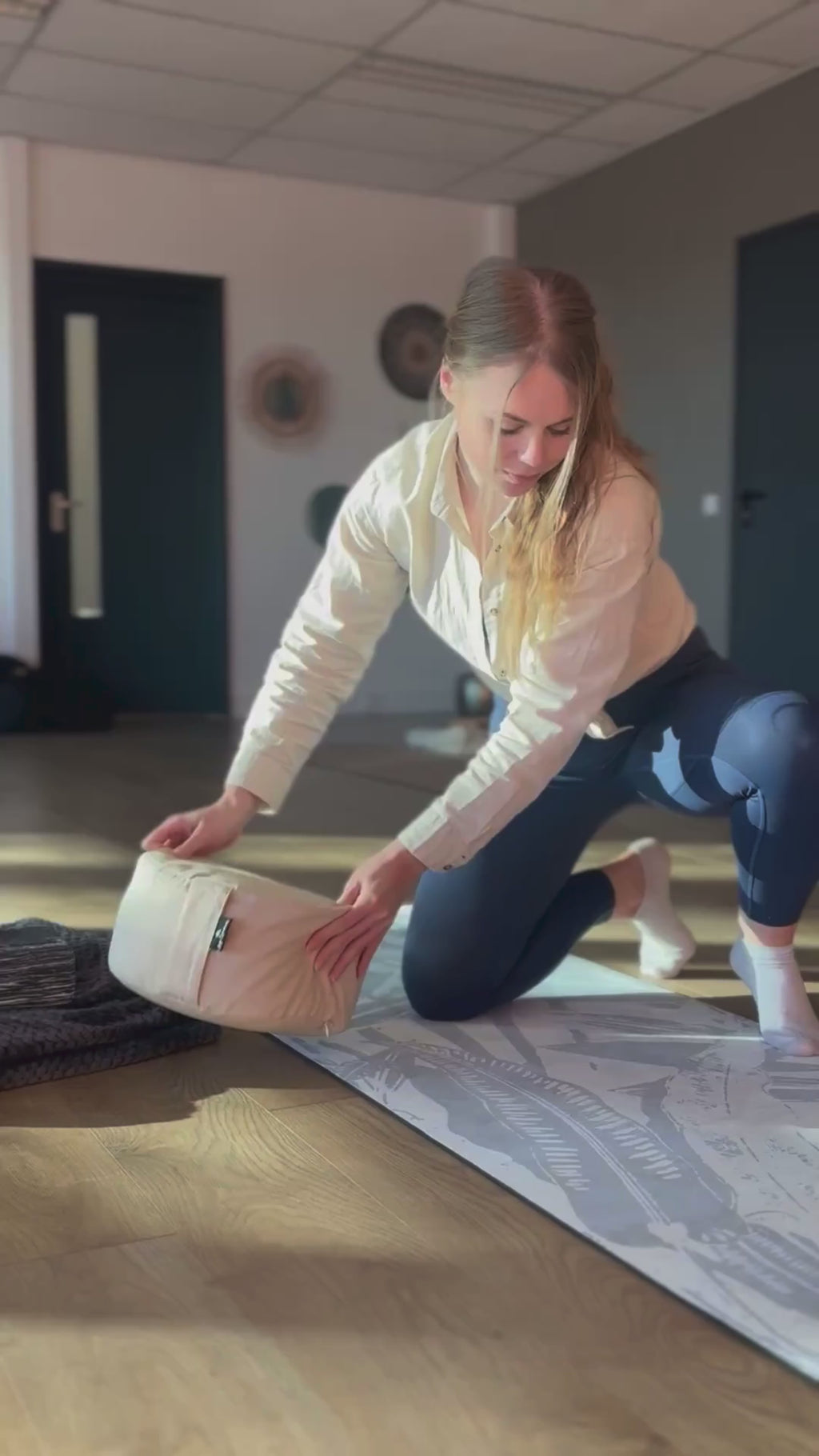 Meditationskissen aus Baumwolle - Beige