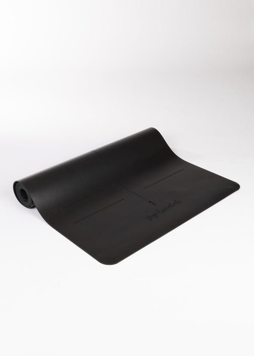 Yogi Essentials Yoga- en pilatesmatten NEW Natuurrubber Yogamat - Alignment - Zwart